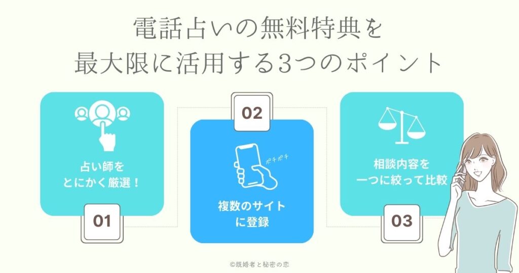 電話占いの初回無料特典を最大限に活用するための3つのポイント