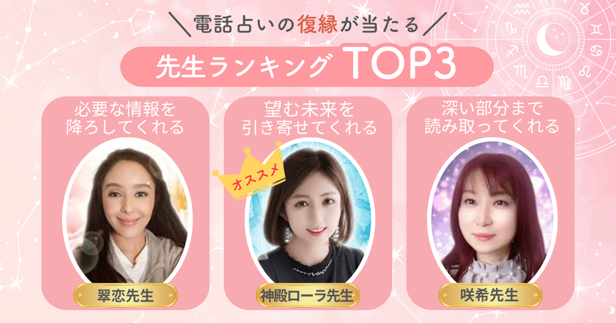 電話占いの復縁が当たる先生ランキングTOP3